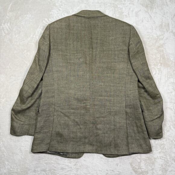 VTG Polo Ralph Lauren Italy Blazer Mens Size 44 R Linen Flax Herringbone Coat - Picture 9 of 14
